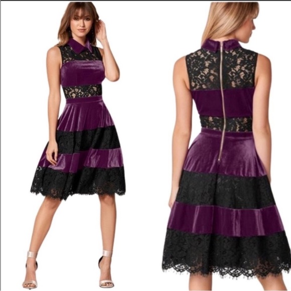Venus Velvet & Lace Purple Black Dress sz 16 - Picture 1 of 6